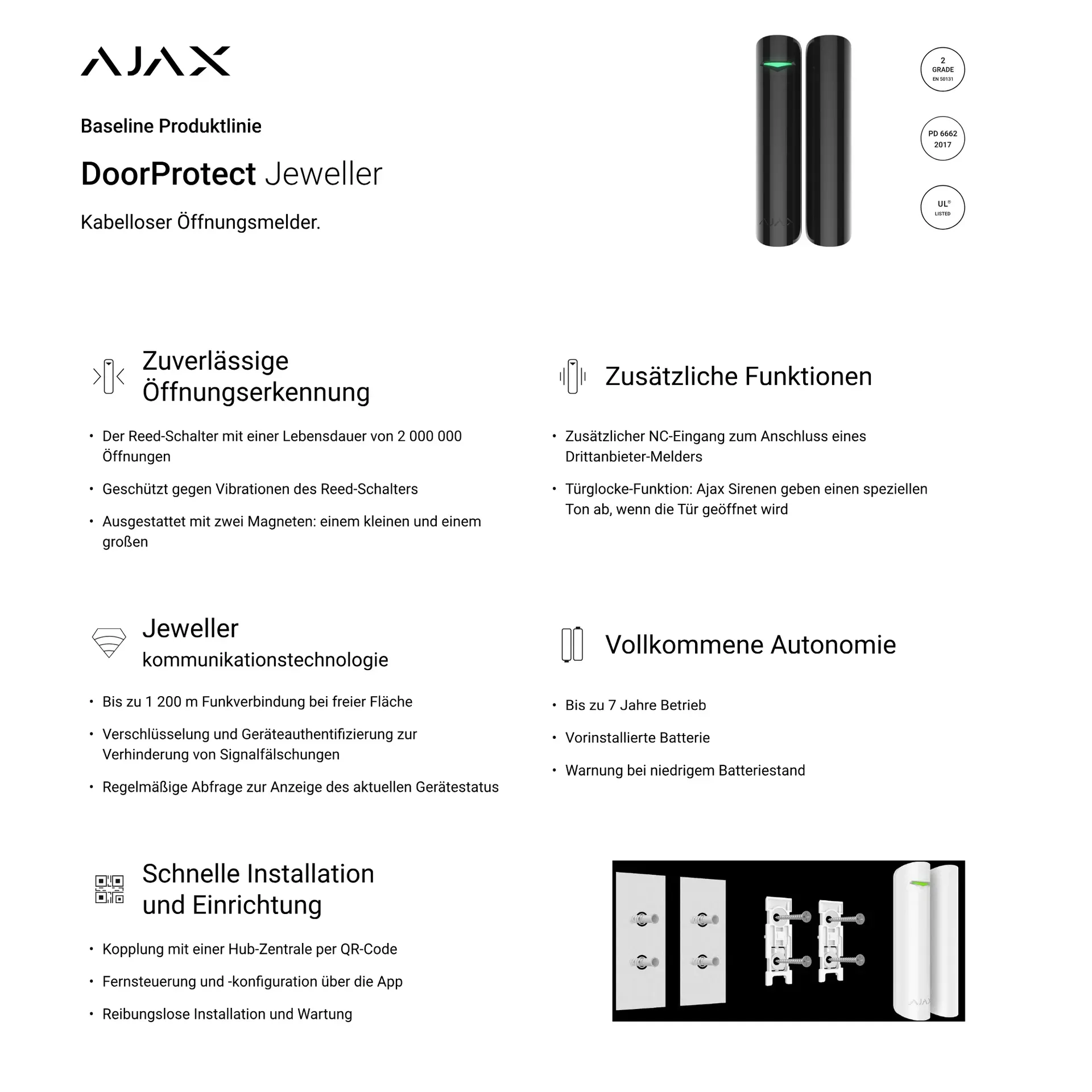 AJAX Baseline Intrusion Protection • DoorProtect • Black – Bild 2