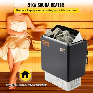 VEVOR Saunaofen 9 KW, Sauna Elektroherd 380 V – 415 V, Edelstahlsaunaofen, Elektrischer Saunaofen 2 Modi (Temperatur, Zeit), mit Externem Steuergerät & 3M-Temperatursensor (Saunastein Nicht enthalten) VEVOR Saunaofen 9 KW, Sauna Elektroherd 380 V – 415 V, Edelstahlsaunaofen, Elektrischer Saunaofen 2 Modi (Temperatur, Zeit), mit Externem Steuergerät & 3M-Temperatursensor (Saunastein Nicht enthalten)