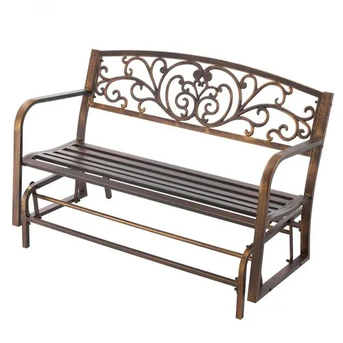 VEVOR Gartenbank Gartenmöbel Bänke 127 cm 250 kg Tragkraft, Terrassenbank mit Metallrahmen aus Karbonstahl, Balkonbank mit Armlehnen, Verandabank für Garten Park Hof Terrasse, Antikbronze – Bild 9
