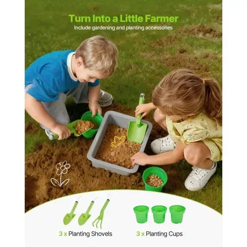VEVOR Spielküche, Kinderküche mit Herd, Haken, Doppelspülbecken, Pflanzspaten, Pfannenwendern, Kochgeschirr & Zubehör, Spielzeugküche zum Spielen mit Wasser & Sand, Holzküche, 1220x425x930 mm – Bild 4