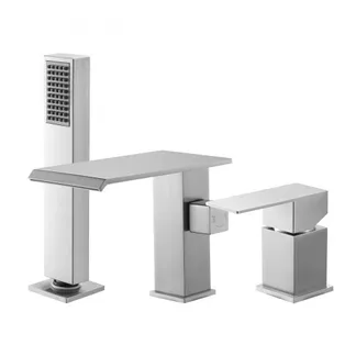 VEVOR römische Badewannenarmatur mit 3 Löchern, Wannenarmatur mit Handbrause & 1 Griff, Hochdurchfluss-Badewannenhahn aus gebürsteter Edelstahl mit doppelten Wasserflussoptionen Deckenmontage VEVOR römische Badewannenarmatur mit 3 Löchern, Wannenarmatur mit Handbrause & 1 Griff, Hochdurchfluss-Badewannenhahn aus gebürsteter Edelstahl mit doppelten Wasserflussoptionen Deckenmontage