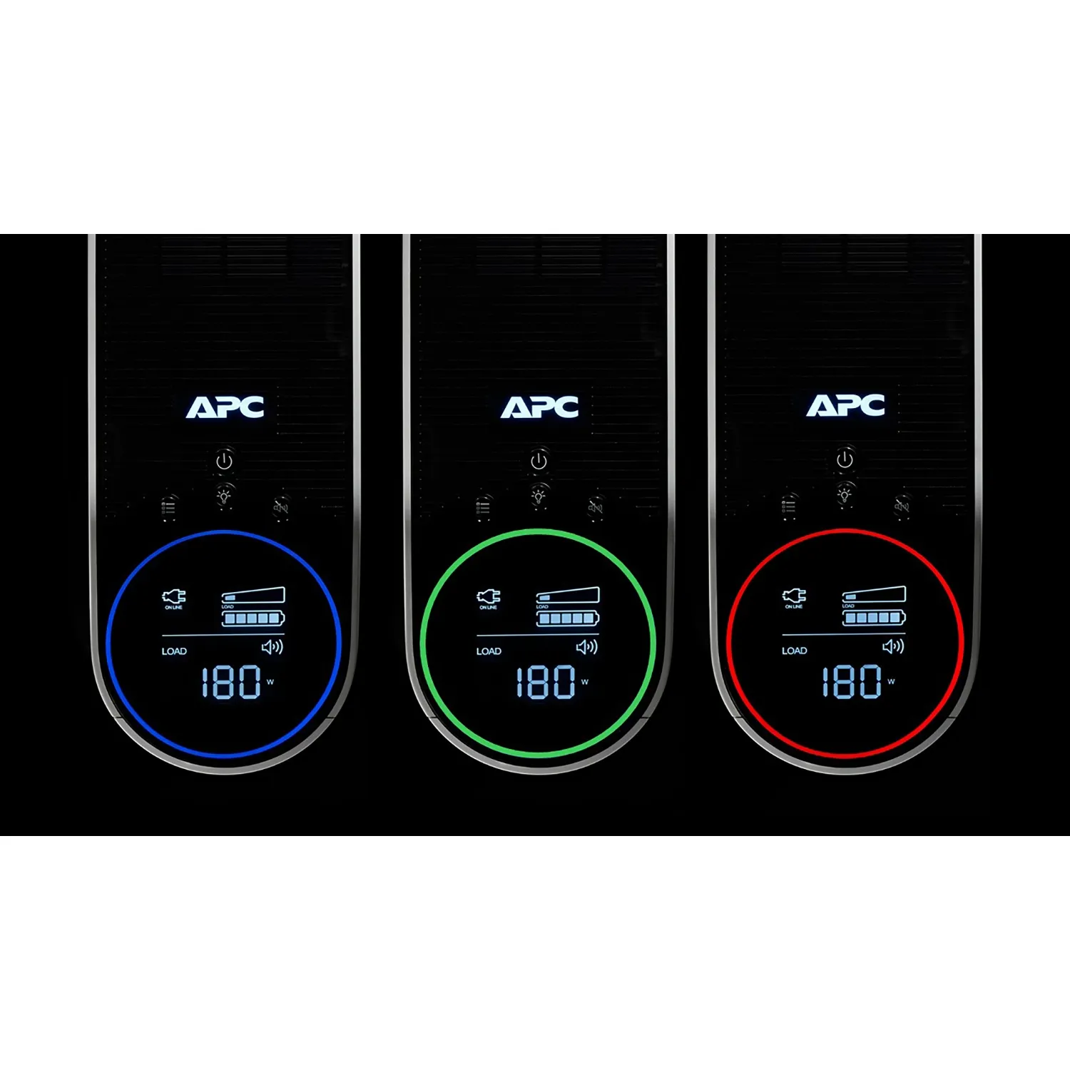 APC Back-UPS Pro, 2200VA/1320W, Tower, 230V, 4x Schuko- und 2x IEC C13-Ausgänge, RGB-Beleuchtung, reine Sinuswelle, Arctic (Weiß) – Bild 6