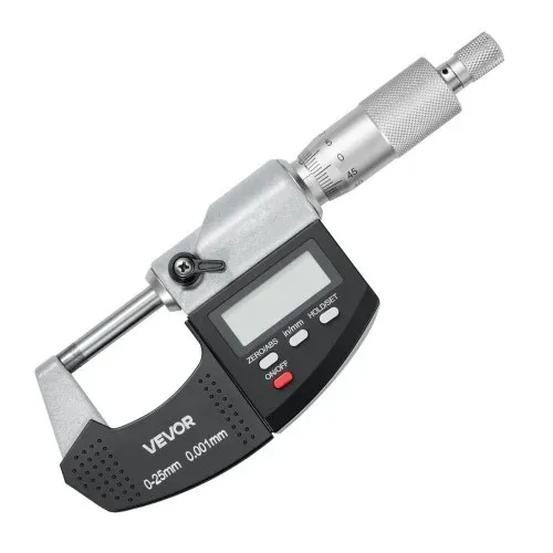 VEVOR Mikrometer, Digitale Bügelmessschraube, Messbereich 0–25,4 mm, Auflösung 0,001 mm, Höchste Präzision 0,003 mm Genauigkeit, LCD-Display, Zoll/mm-Umschaltung, Hartmetallspitze, mit Koffer – Bild 9