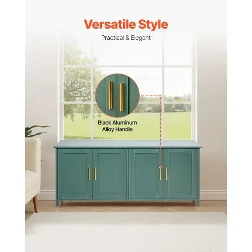 VEVOR Katzenschrank, 1200x450x500 mm, Katzentoiletten mit 4 Türen & 2 Eingängen, Katzenklo Schrank für den Innenbereich, Katzenhaus aus Holz, passend für die meisten Katzentoiletten, grün – Bild 5