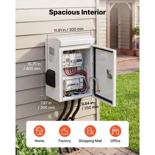 VEVOR Wasserdichtes Elektrogehäuse IP65, Schaltkasten aus Kaltgewalztem Stahl mit Thermostat, Lüfter und Regenabdeckung, Abschließbarer Anschlusskasten Outdoor-Schaltschrank 30 x 20 x 40 cm VEVOR Wasserdichtes Elektrogehäuse IP65, Schaltkasten aus Kaltgewalztem Stahl mit Thermostat, Lüfter und Regenabdeckung, Abschließbarer Anschlusskasten Outdoor-Schaltschrank 30 x 20 x 40 cm