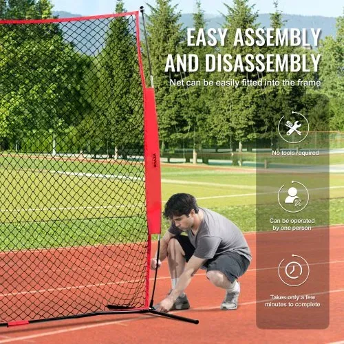 VEVOR Barrikaden-Backstop-Netz, 238 x 107 x 212 cm Ballsport-Absperrnetz, tragbare Übungsausrüstung mit Tragetasche, Schutzschirm für Baseball, Softball, Lacrosse, Fußball, Hockey-Training – Bild 5