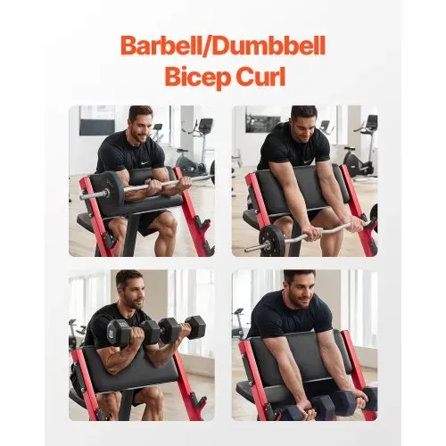 VEVOR Preacher Curl Bank Krafttrainingsbänke (Max. Belastung 300 kg), Fitnessgerät für das Heim-Fitnessstudio, isolierte Langhantelsstation Bizepsstation mit sitzendem Arm, verstellbare Hantelbank – Bild 5