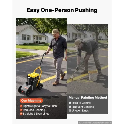 VEVOR Markierungswagen Linien-Markiergerät Linemarker 9 Spraydosen Schwarz, Bodenmarkierung für Parkplatz Werkstatt Straße Einkaufszentrum Sportplatz 50–100 mm Einstellbare Linienbreite mit Adapterdüse – Bild 4