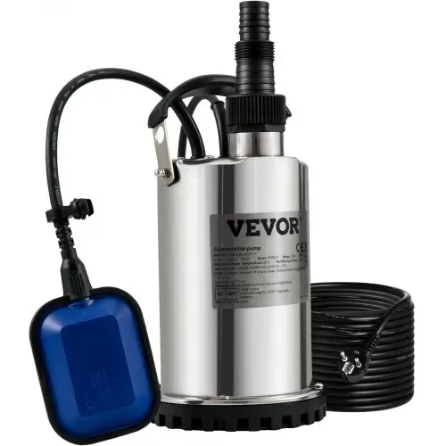 VEVOR Schmutzwasserpumpe 550W Tauchpumpe 230V Gartenpumpe Durchfluss 9500L/h Schmutzwassertauchpumpe IPX8 Auslass zuschneidbar zum Pumpen von Wasser aus Schwimmbädern Teichen Kellern – Bild 7