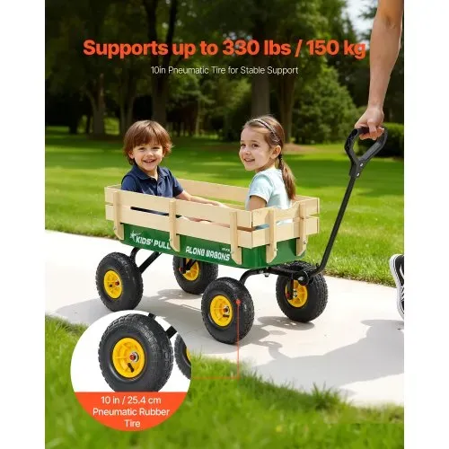 VEVOR Handwagen für Kinder, 102 cm Bollerwagen, Transportwagen mit Schiebestange, aus Holz & Metal, max. 150 kg tragbar, ideal für Kinder ab 5 Jahren, Garten, Ausflüge & Strand, Farbe Grün & Gelb VEVOR Handwagen für Kinder, 102 cm Bollerwagen, Transportwagen mit Schiebestange, aus Holz & Metal, max. 150 kg tragbar, ideal für Kinder ab 5 Jahren, Garten, Ausflüge & Strand, Farbe Grün & Gelb