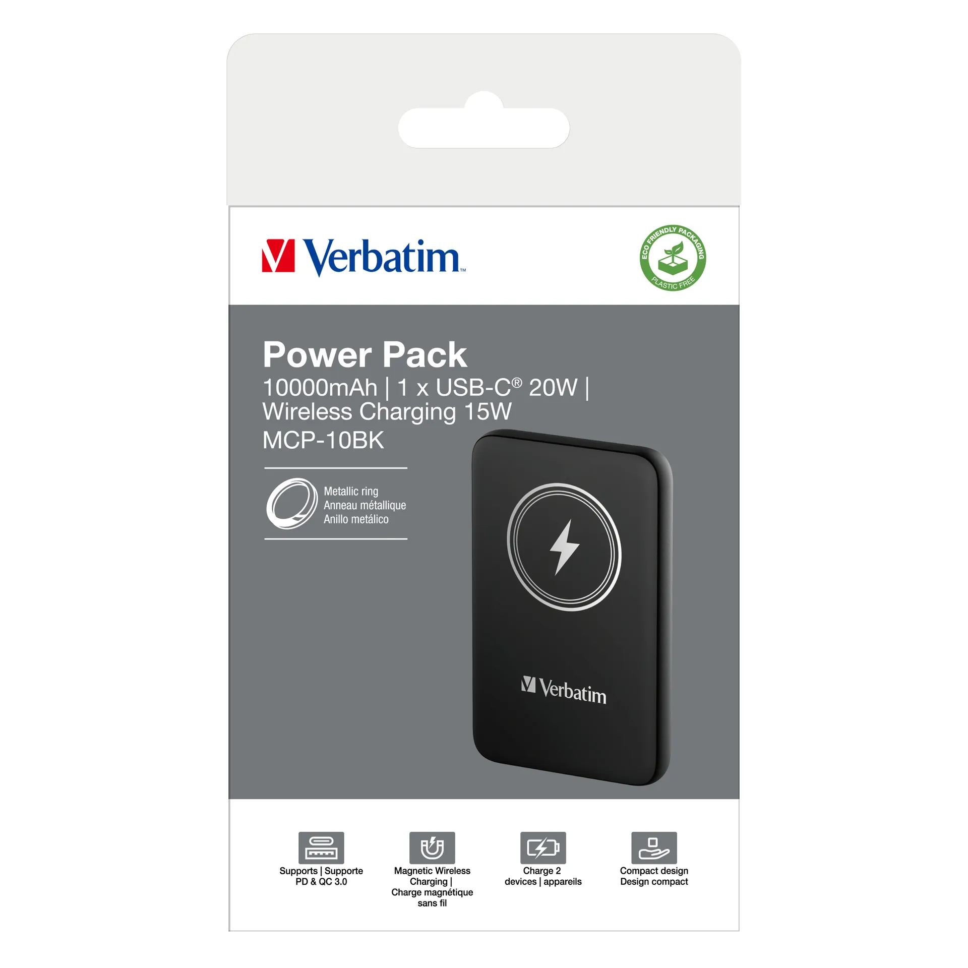 Verbatim Charge 'n' Go Lithium Polymer (LiPo) 10000 mAh Kabelloses Aufladen Schwarz – Bild 4