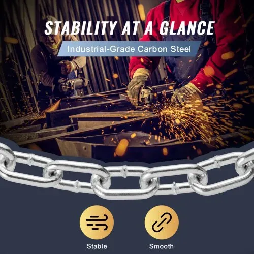 VEVOR Proof Coil Chain, 5/16" x 92', 1667 lbs sichere Arbeitslast, verzinkte, geprüfte Coil Chain mit zwei Schnellgliedern, verzinkte Gliederkette aus Karbonstahl zum Schleppen, Aufhängen, Camping, Schleppen von Haustieren – Bild 2
