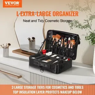 VEVOR Kosmetikkoffer mit 3 Schichten Stauraum Make Up Tasche aus Oxford-Stoffmaterial wasserdicht und verschleißfest Schminkkoffer Schminktasche Kosmetikbeutel Make-up-Organizer 460x300x125mm VEVOR Kosmetikkoffer mit 3 Schichten Stauraum Make Up Tasche aus Oxford-Stoffmaterial wasserdicht und verschleißfest Schminkkoffer Schminktasche Kosmetikbeutel Make-up-Organizer 460x300x125mm