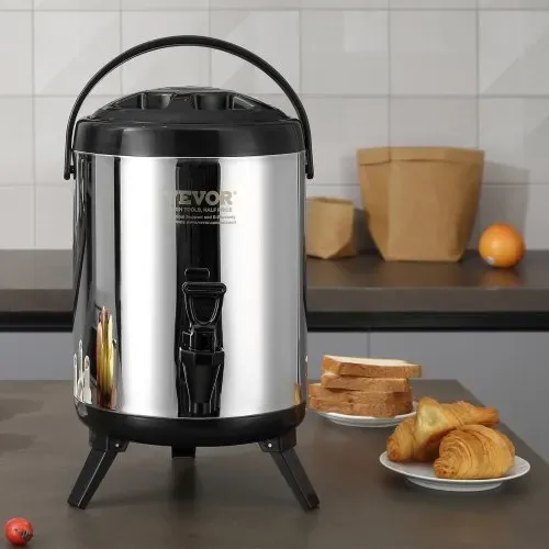 VEVOR Heiß- und Kaltgetränkespender Getränkespender 6 L, Edelstahl Heiß- und Kaltwasserbrunnen Großer Getränkespender mit Zapfen für Kaffee, Kalte Milch, Wasser, Saft usw. Isolierkanne 1-2 Personen – Bild 7