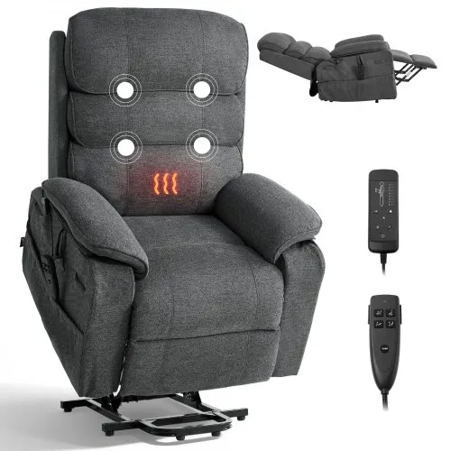 VEVOR Fernsehsessel Elektrisch, Relaxsessel mit Aufstehhilfe, Wärme- & Massagefunktion, Seniorensessel Stufenlose Verstellung, Massagesessel mit Chenille-Bezug & Fernbedienung, Dunkelgrau VEVOR Fernsehsessel Elektrisch, Relaxsessel mit Aufstehhilfe, Wärme- & Massagefunktion, Seniorensessel Stufenlose Verstellung, Massagesessel mit Chenille-Bezug & Fernbedienung, Dunkelgrau
