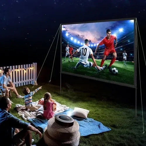 VEVOR Projektion Beamer Leinwand mit Ständer 304,8 cm HD 4K Outdoor Indoor Projektor Screen Schnelles Klappbare Tragbare Filmleinwand 16: 9 für Heimkino, Camping, Freizeitveranstaltungen usw. Schwarz – Bild 7