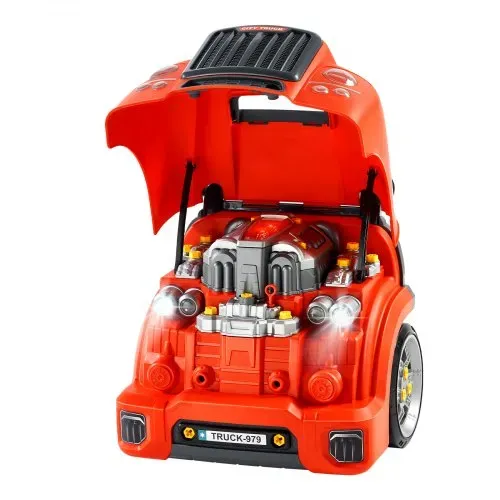 VEVOR Motorspielzeug, 60-teilig, Autoreparaturset für Kinder, mit abnehmbaren Teilen, Lichtern & Geräuschen, Lenkrad & Hupe, Mechaniker-Werkstattset für Kinder für Kleinkinder ab 3 Jahren, Rot – Bild 8