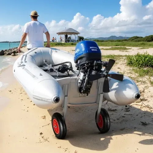 VEVOR Slipräder für Boote (136,1 kg belastbar) 381 mm Heckrad aus Aluminiumlegierung mit aufblasbaren Gummireifen, klappbare Slipräder mit 4 Schnellspannstiften für 4,5 m aufblasbare Fischerboote – Bild 7