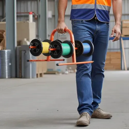 VEVOR Drahtspulenhalter, 45 kg Kapazität, manueller Kabelspender, Stahlrohrgestell, zur Aufbewahrung von bis zu 8 Spulen mit einem max. Durchmesser von 24 cm unter verschiedenen Bedingungen – Bild 7