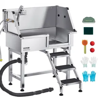 VEVOR Hundewaschstation aus Edelstahl, 870x488x1025 mm Tierpflegewanne mit Ablagetreppe, Wasserhahn, Duschkopf & Seifenhalter, Hundebadewanne, für mittelgroße & kleine Haustiere (rechte Tür) VEVOR Hundewaschstation aus Edelstahl, 870x488x1025 mm Tierpflegewanne mit Ablagetreppe, Wasserhahn, Duschkopf & Seifenhalter, Hundebadewanne, für mittelgroße & kleine Haustiere (rechte Tür)