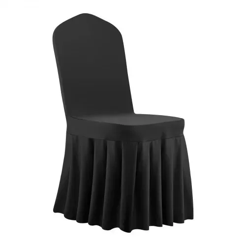 VEVOR 30 x Stuhlhussen Stuhlbezug mit flacher Vorderseite Stretch waschbarer & abnehmbarer Stuhlüberzug aus Polyester-Spandex für Hochzeitsfeiern, passend für Stühle (51 x 45 x 95 cm) Schwarz – Bild 8