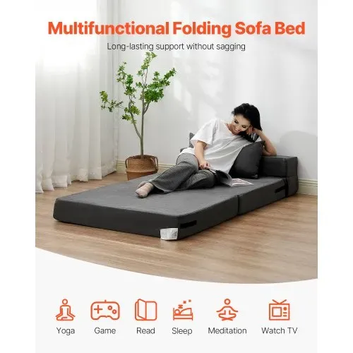 VEVOR 3 in 1 Klappsofa faltbares Schlafsofa mit 2 Kissen & waschbarem Bezug, umwandelbarer Schlafsessel aus 25D Memory Foam, Couch für Wohnzimmer Schlafzimmer, Dunkelgrau (TWIN XL / 1950x1005x150mm) VEVOR 3 in 1 Klappsofa faltbares Schlafsofa mit 2 Kissen & waschbarem Bezug, umwandelbarer Schlafsessel aus 25D Memory Foam, Couch für Wohnzimmer Schlafzimmer, Dunkelgrau (TWIN XL / 1950x1005x150mm)