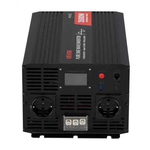 VEVOR 3500 W Wechselrichter, 12 V DC auf 230 V AC, reiner Sinus-Wechselrichter, Solar-Autoladegerät-Konverter mit LCD-Display, Fernbedienung, USB-Anschluss, 2 AC-Steckdosen, Typ-C-Anschluss – Bild 10