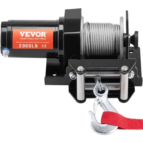 VEVOR Elektrische Seilwinde, 2000 lb Seilzugkapazität, 12 V DC ATV/UTV-Winde mit Φ5/32 in x 39 ft 7-Strang-Stahlkabelrolle, Kabelfernbedienung, IP55 wasserdicht zum Abschleppen von UTV ATV im Gelände – Bild 8