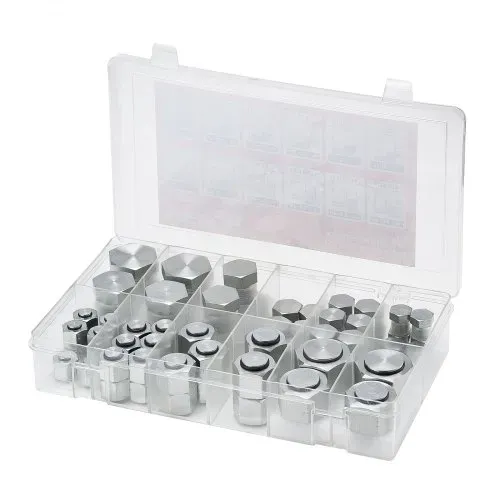 VEVOR 72-teiliges ORFS-Hydraulikfittings, O-Ring-Gleitringdichtungs-Fitting-Kit, Hydraulikschlauch- & Rohrfittings, Kappen- & Stopfen-Set mit Präzisionsgewinde, Größen 4, 6, 8, 10, 12, 16 – Bild 8