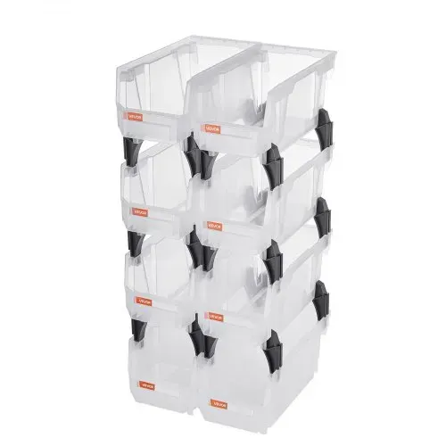 VEVOR Stapelboxen, 276x140x130 mm (8er-Pack), Lagerboxen zum Organisieren & Aufbewahren, Sichtlagerboxen, Sichtlagerkasten, für Schrank, Garage, Kleinteile, Bürobedarf, anderes Zubehör, transparent – Bild 9