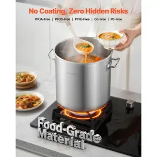 VEVOR Edelstahl Kochtopf 19,9 L Großer Suppentopf mit Glasdeckel Induktionsgeeignet Hochwertiger Nudeltopf PFOA-frei PFAS-frei für Gasherd Elektrokochfeld Ideal für Eintöpfe Pasta Familienportionen VEVOR Edelstahl Kochtopf 19,9 L Großer Suppentopf mit Glasdeckel Induktionsgeeignet Hochwertiger Nudeltopf PFOA-frei PFAS-frei für Gasherd Elektrokochfeld Ideal für Eintöpfe Pasta Familienportionen