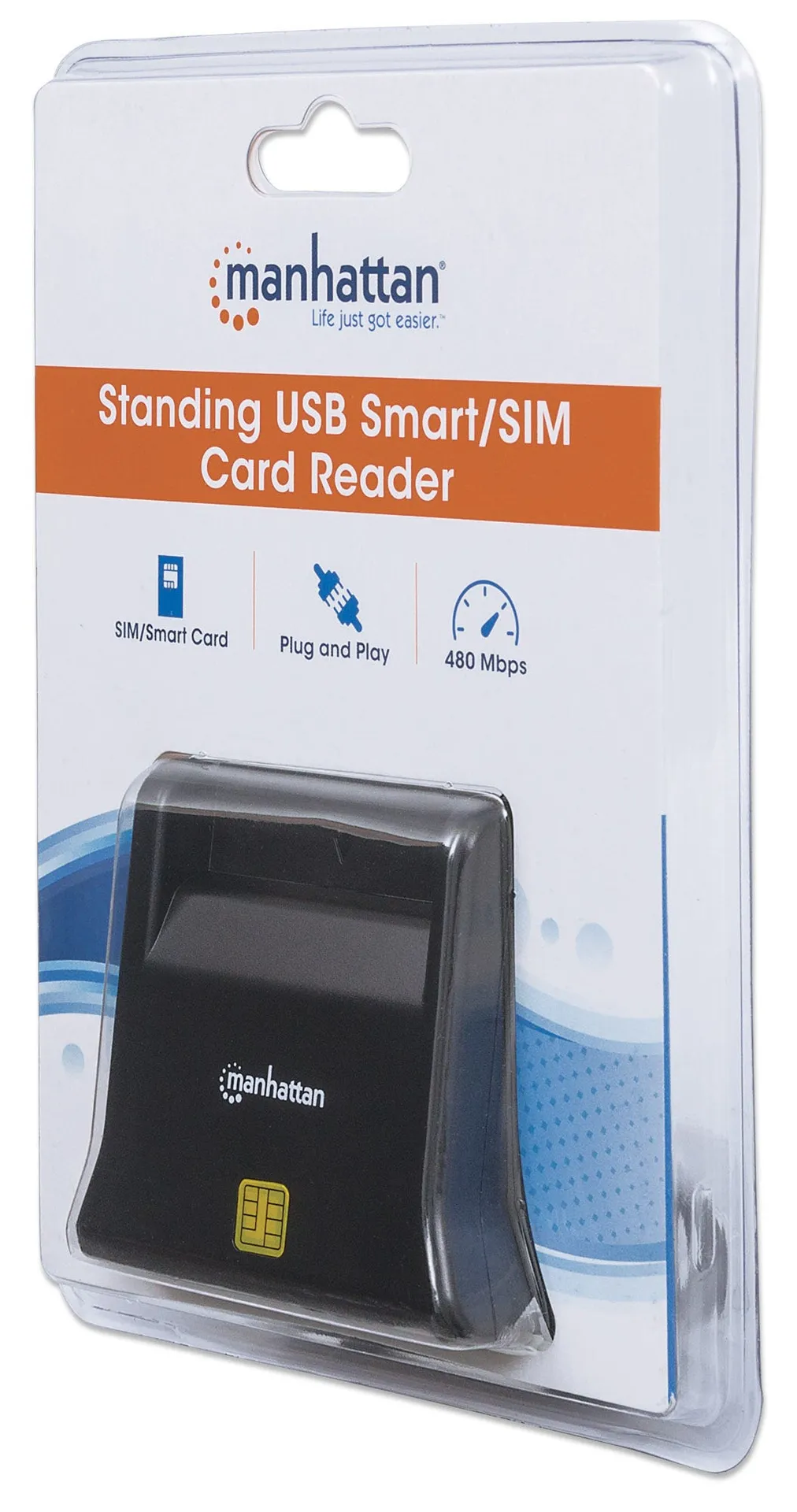 Manhattan USB 2.0 Smartcard-/SIM-Kartenlesegerät mit Standfuß, USB-A-Stecker, Kontaktlesegerät, Desktop, extern, schwarz – Bild 6