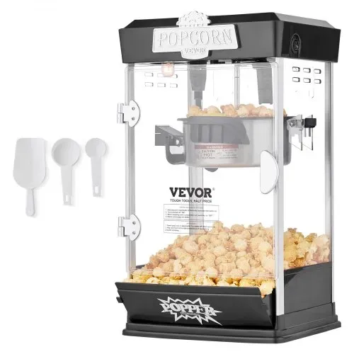 VEVOR Popcornmaschine Popcornautomat Popcorngerät 480 W Popcornmaschine, Popcorn Maker 4 oz Kessel für 1,5 Gal pro Ladung, Tisch-Popcornmaschine Popcorn Maschine inkl. 3 Schaufeln Kino-Stil Schwarz – Bild 8