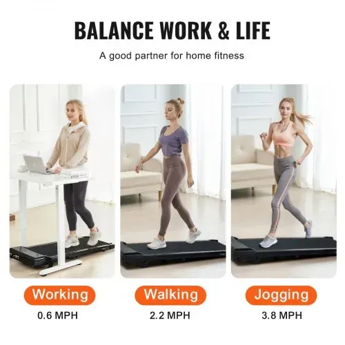 VEVOR Walking Pad Laufband unter den Schreibtisch, Laufband zum Arbeiten, funktionierendes Laufband mit 120 kg Tragkraft, tragbares Pad mit 2,5 PS, Fernbedienung LED-Anzeige 1-6 km/h Einstellbar – Bild 6