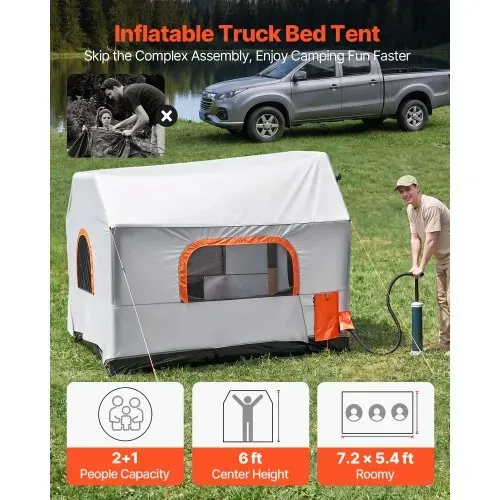 VEVOR Aufblasbares Campingzelt für Ladefläche 219 x 165 x 183 cm, Pickup Zelt Wasserdicht (PU2000 mm) mit Belüfteten Netzfenstern, ideal für Camping Wandern Outdoor-Aktivitäten inklusive Luftpumpe VEVOR Aufblasbares Campingzelt für Ladefläche 219 x 165 x 183 cm, Pickup Zelt Wasserdicht (PU2000 mm) mit Belüfteten Netzfenstern, ideal für Camping Wandern Outdoor-Aktivitäten inklusive Luftpumpe