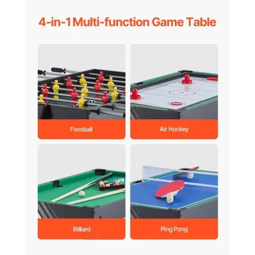 VEVOR 4 in 1 Kombi-Spieltisch-Set Airhockey-Tisch (122 cm), Multi-Kombinationstisch mit Airhockey & Pool-Billard & Tischfußball & Pingpong & Pushern & Pucks, Arcade-Tisch für Familienspielzimmer VEVOR 4 in 1 Kombi-Spieltisch-Set Airhockey-Tisch (122 cm), Multi-Kombinationstisch mit Airhockey & Pool-Billard & Tischfußball & Pingpong & Pushern & Pucks, Arcade-Tisch für Familienspielzimmer