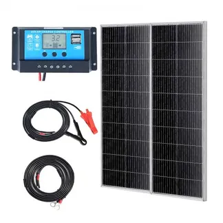 VEVOR 200W Solarpanel 2er-Set 12V monokristallinen Solarmodul plus Laderegler 16,66A Solaranlage Umwandlungsrate von 23 % Kompatibel mit AGM-, GEL-, FLD-, LI-Batterien Ideal für Wohnmobile Yachten Zuh VEVOR 200W Solarpanel 2er-Set 12V monokristallinen Solarmodul plus Laderegler 16,66A Solaranlage Umwandlungsrate von 23 % Kompatibel mit AGM-, GEL-, FLD-, LI-Batterien Ideal für Wohnmobile Yachten Zuh