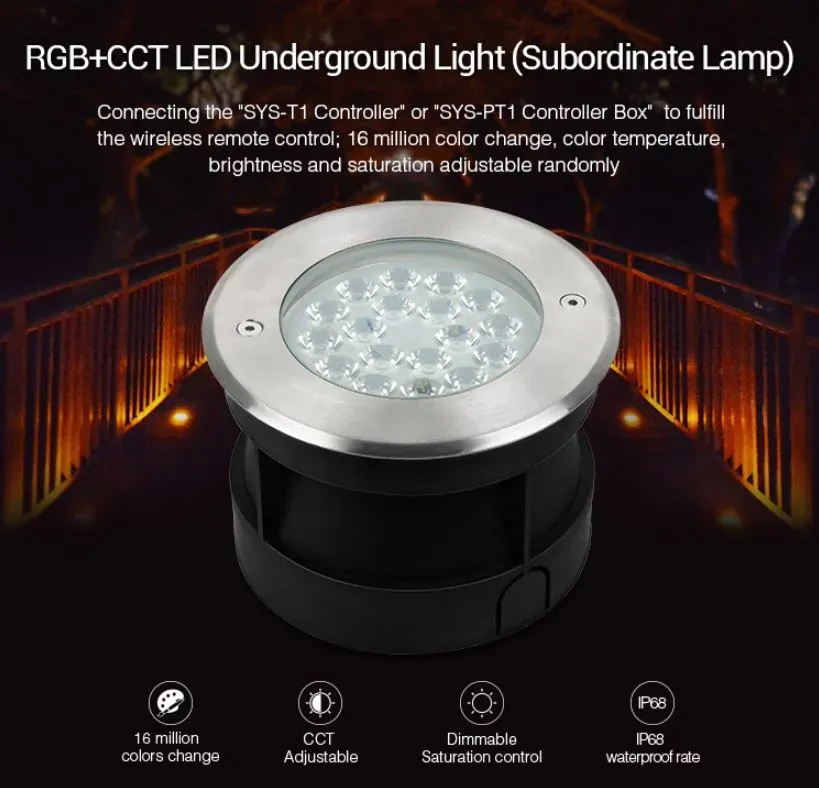 MiBoxer SYS-RD2 LED Subordinate Bodeneinbaustrahler 9W RGB+CCT mit Funk und WLAN MiBoxer SYS-RD2 LED Subordinate Bodeneinbaustrahler 9W RGB+CCT mit Funk und WLAN