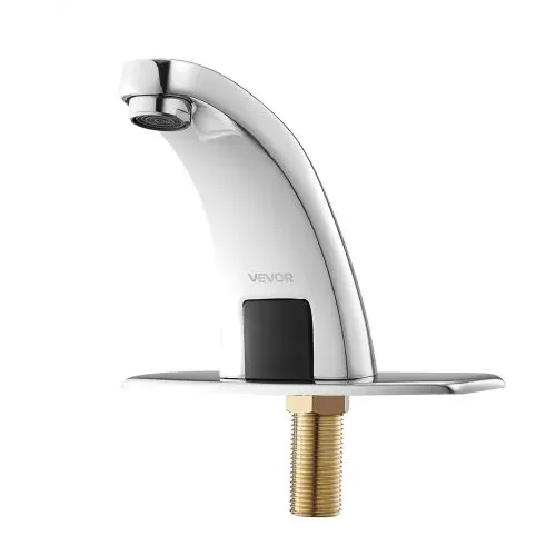 VEVOR berührungsloser Waschtischhahn (verchromtes Silber) Badezimmer, automatische Waschtischarmatur (Nur kaltes Wasser), batteriebetriebener Wasserhahn Toilettenhahn mit Lochabdeckung G233 – Bild 10