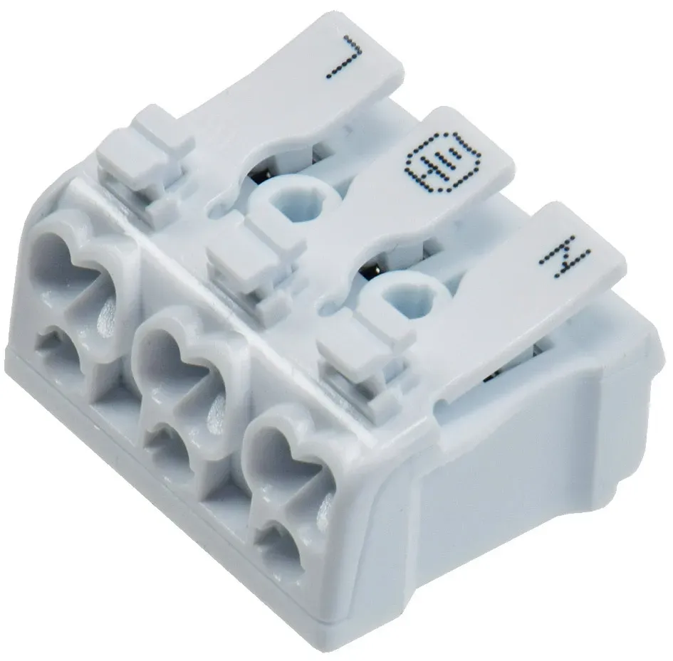 Lüsterklemme, 3-polig mit Hebel 0,5-2,5mm², 450V/16A Lüsterklemme, 3-polig mit Hebel 0,5-2,5mm², 450V/16A