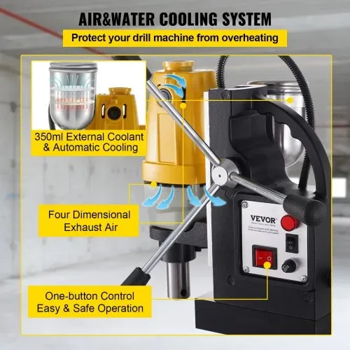 VEVOR 1100 W Magnetbohrmaschine mit 40mm Bohrdurchmesser MD40 Magnetbohrmaschine 12000 N Magnetkraft Magnetbohrsystem 670 U/min mit 6-teiligem HSS-Ringschneider-Set – Bild 3