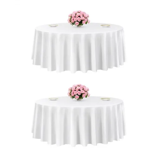 VEVOR 2 Stk. runde Tischdecken Tischwäsche 3048 mm, knitterfreier Tischdeckenschutz, maschinenwaschbares Tischtuch aus Polyestergewebe für Partys Hochzeiten Bankette formelle Veranstaltungen, Weiß VEVOR 2 Stk. runde Tischdecken Tischwäsche 3048 mm, knitterfreier Tischdeckenschutz, maschinenwaschbares Tischtuch aus Polyestergewebe für Partys Hochzeiten Bankette formelle Veranstaltungen, Weiß