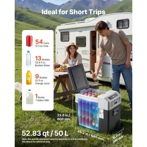 VEVOR Kompressor Kühlbox 50 L, Auto Kühlschrank mit Griff, App-Steuerung & Rädern, 12 V/24 V DC, 100–240 V AC, -22 °C bis 10 °C, Elektrische Gefrierbox für LKW, Van, Wohnmobil, SUV & Camping VEVOR Kompressor Kühlbox 50 L, Auto Kühlschrank mit Griff, App-Steuerung & Rädern, 12 V/24 V DC, 100–240 V AC, -22 °C bis 10 °C, Elektrische Gefrierbox für LKW, Van, Wohnmobil, SUV & Camping