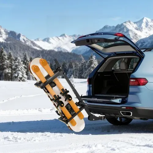 VEVOR Skiboard Snowboard Dachträger für bis zu 6 Paar Ski/4 Snowboards, abschließbarer Skidachträger mit Sicherheitsgurt & Kippzugang, verstellbarer Skihalter passend für die Anhängerkupplung – Bild 7