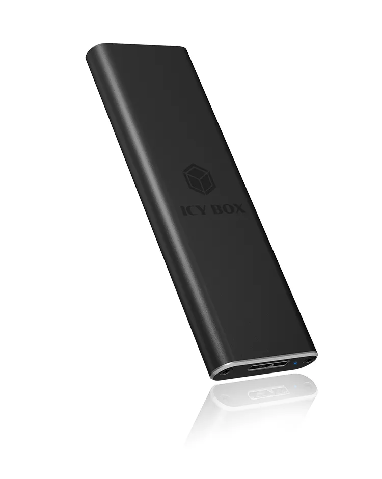 ICY BOX IB-183M2, Ext.-Gehäuse, 1x M.2 SATA SSD zu USB 3.2 Gen 1 Host, Aluminium, schwarz – Bild 3