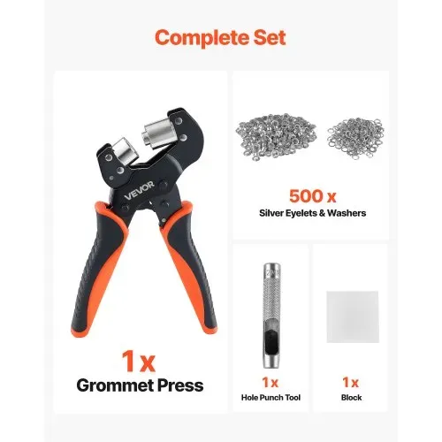 VEVOR Ösenzange Set mit 500 tlg. Ø12mm-Ösen Magnetische Ösenpresse, Ösenstanze aus Stahl mit Magnetkopf Rutschfester Griff Geeignet für Leder Planen Schuhe Bastelarbeiten & Stoff – Bild 2