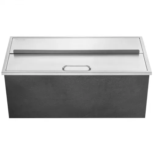 VEVOR 95,66 L Drop-in-Eisbox, 913 x 456 x 358 mm Edelstahl-Eiskühler, Kommerzieller Eisbehälter mit Schiebedeckel, Eingebaute Eisspeichertruhe, Abflussrohr & Ablassstopfen im Lieferumfang Enthalten – Bild 8