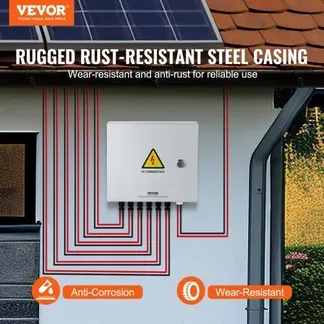 VEVOR PV-Combiner-Box, 6-String, Solar-Combiner-Box mit 10 A Nennstromsicherung, 63 A Leistungsschalter, Blitzableiter und Solaranschluss, Stahlgehäuse für On-/Off-Grid-Solarpanelsystem, IP65 VEVOR PV-Combiner-Box, 6-String, Solar-Combiner-Box mit 10 A Nennstromsicherung, 63 A Leistungsschalter, Blitzableiter und Solaranschluss, Stahlgehäuse für On-/Off-Grid-Solarpanelsystem, IP65