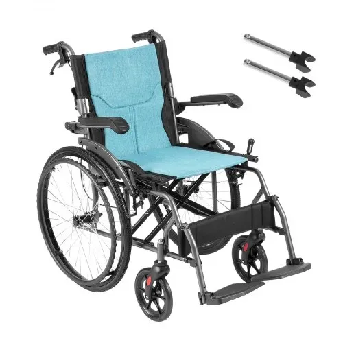 VEVOR-Rollstuhl, langlebiger, ultraleichter Rollstuhl aus Aluminiumlegierung, tragbarer Rollstuhl mit umklappbaren Armlehnen in Schreibtischlänge, 3-fach verstellbaren Fußstützen, 18 Zoll breiter Sitz, 250 Pfund Gewichtskapazität – Bild 8