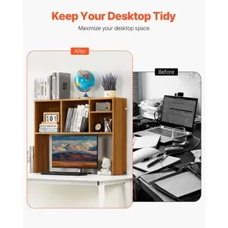 VEVOR Schreibtisch Bücherregal 1-stufiger Organizer (94 x 24 x 73 cm) Tischregale Schreibtisch Organizer Ausstellungsregal aus Spanplatten mit rutschfesten Füßen, für Büro Wohnheim, Holzfarbe VEVOR Schreibtisch Bücherregal 1-stufiger Organizer (94 x 24 x 73 cm) Tischregale Schreibtisch Organizer Ausstellungsregal aus Spanplatten mit rutschfesten Füßen, für Büro Wohnheim, Holzfarbe